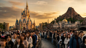 두 세계의 대조 - 랜드마크와 군중