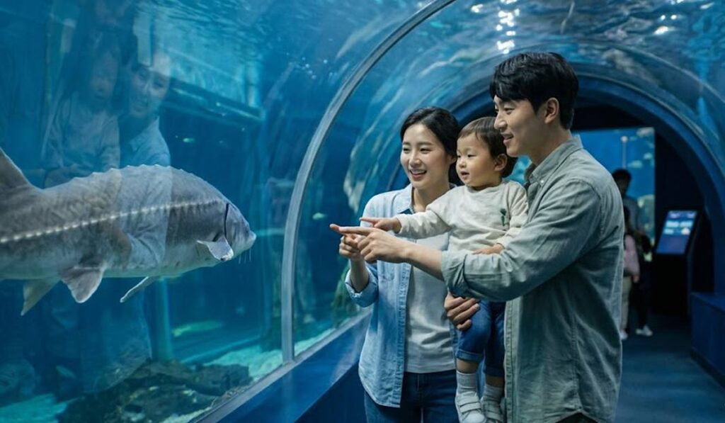 2026년 최신 시설의 다누리아쿠아리움에서 아이와 함께 단양 여행을 즐기는 가족