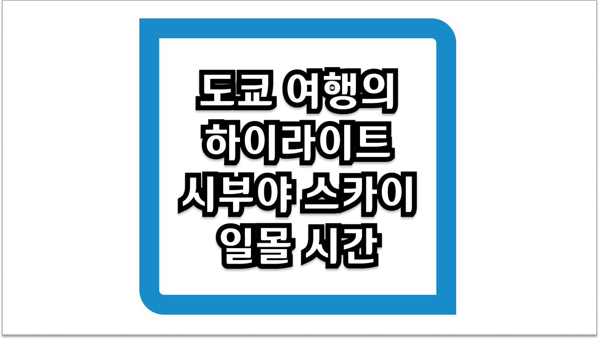 도쿄 여행의 하이라이트 시부야 스카이 일몰 시간 골든 타임 완벽 정리