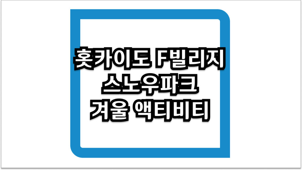 홋카이도 F빌리지 스노우파크 겨울 액티비티 완벽 정리 및 이용 팁